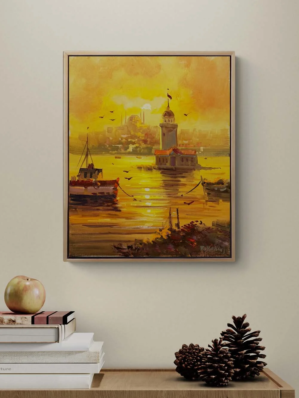 Işığın Ardında Kız Kulesi Yağlı Boya Tablosu