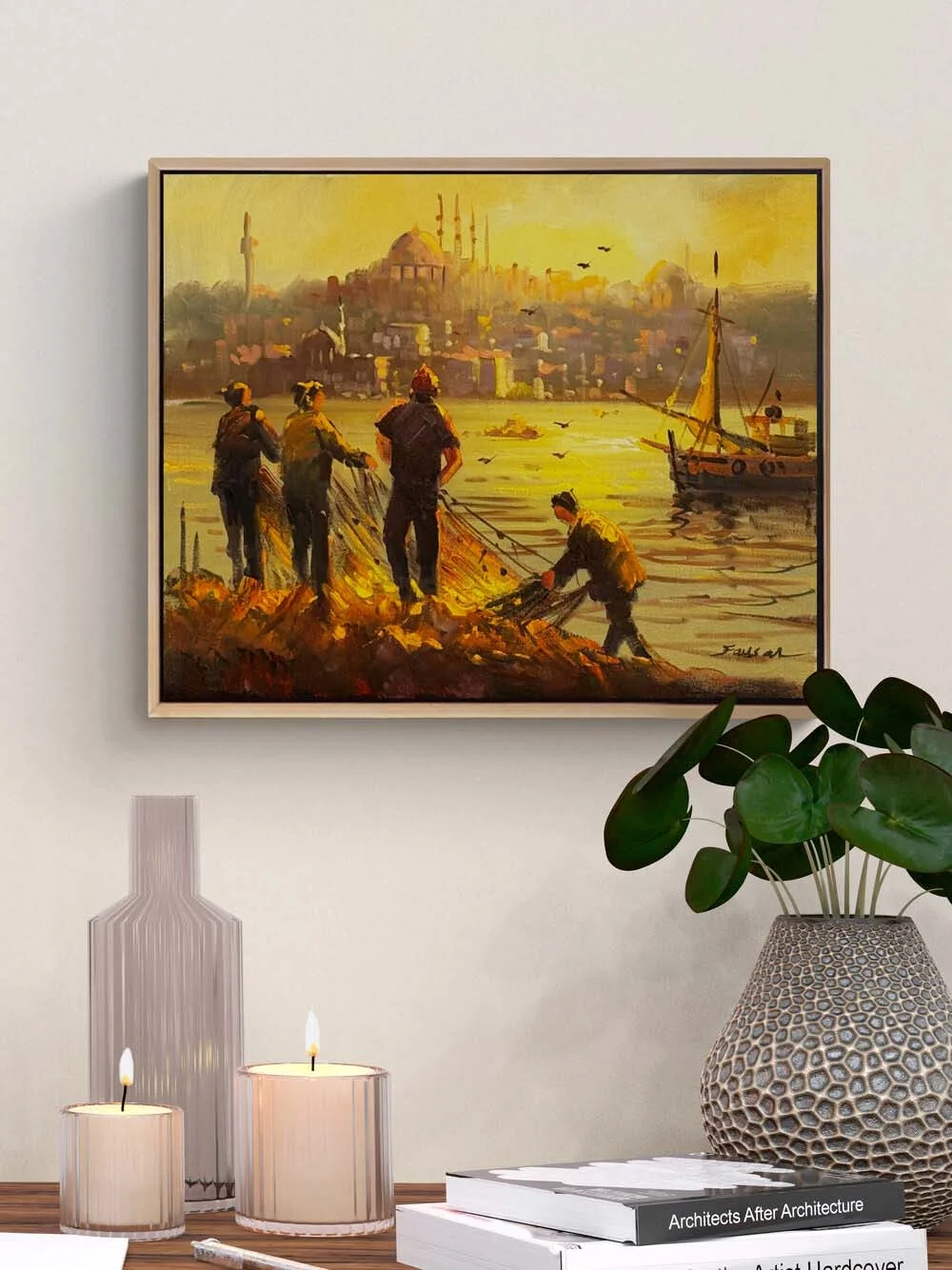 Balıkçıların Bekleyişi Yağlı Boya Tablosu