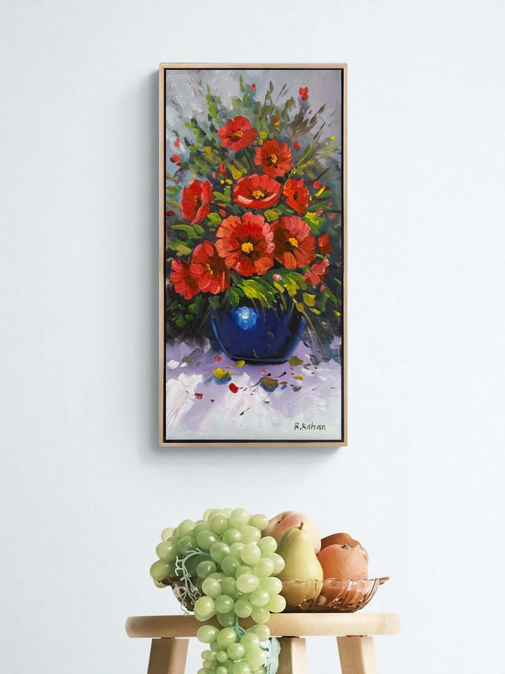 Porselen Vazo Çiçekler Yağlı Boya Tablosu