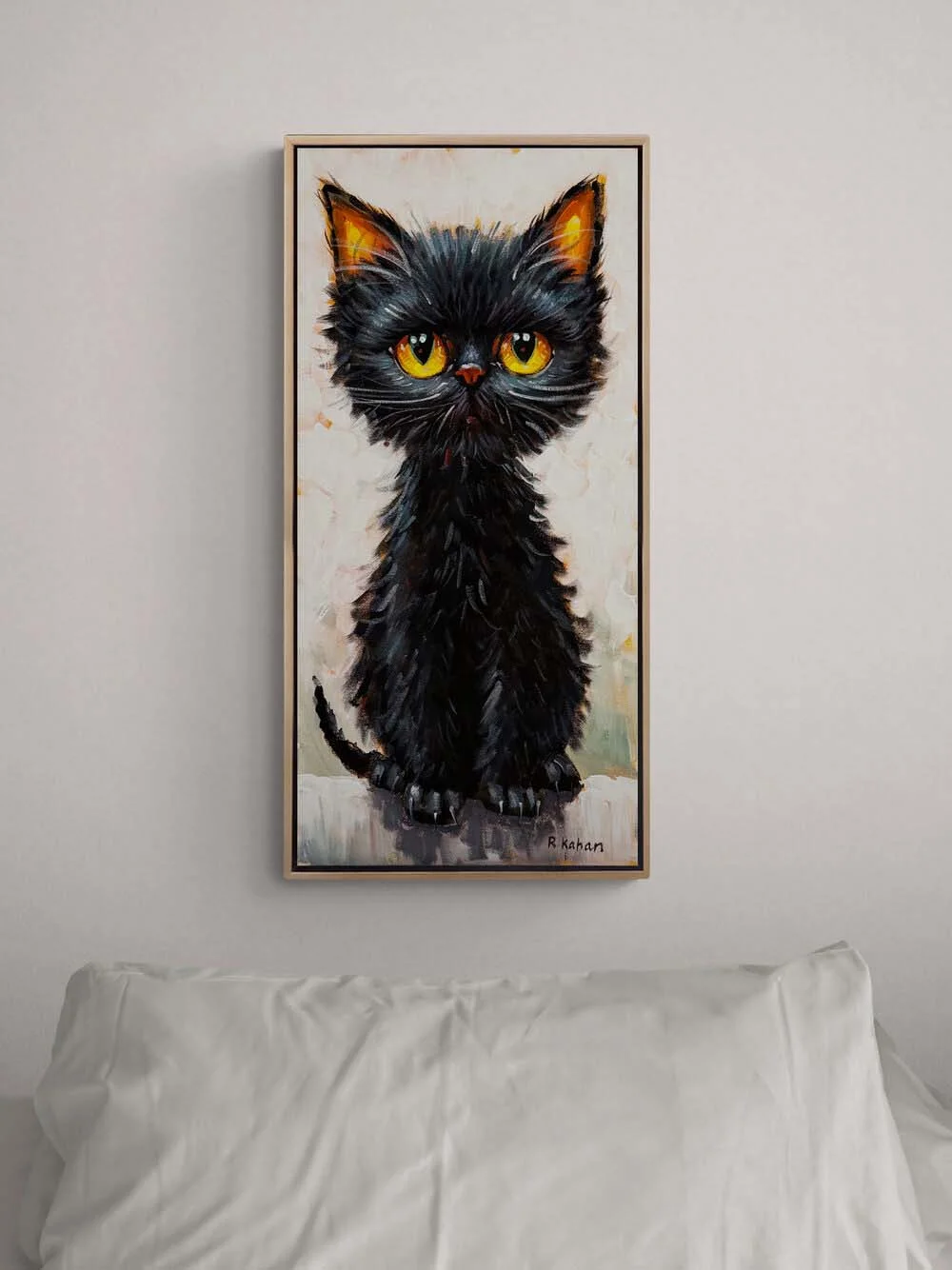 Kara Kedinin Düşleri Yağlı Boya Tablosu