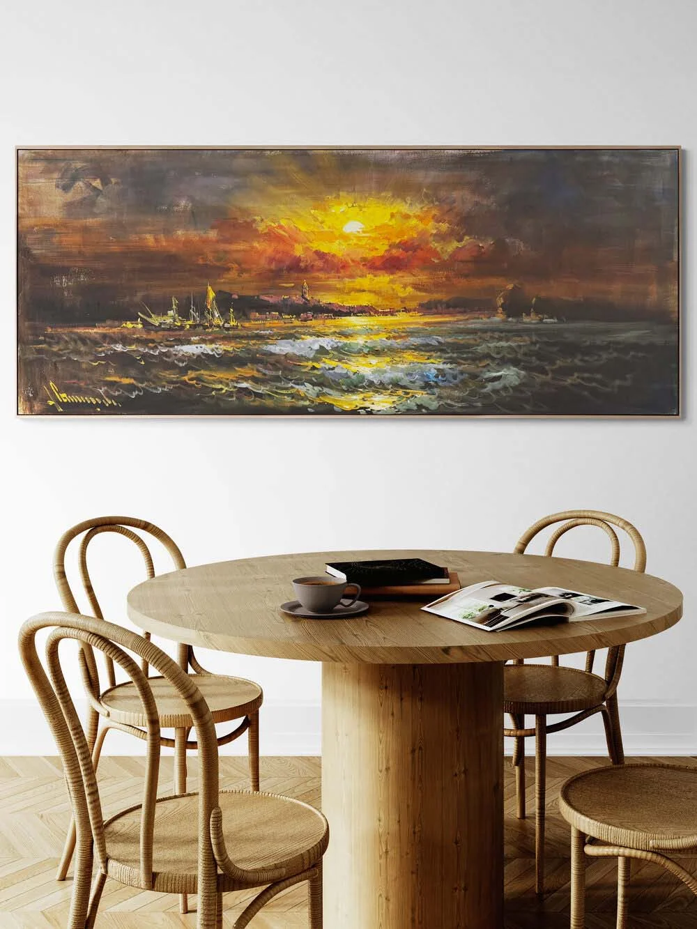 Denizde Sessiz Akşam Yağlı Boya Tablosu