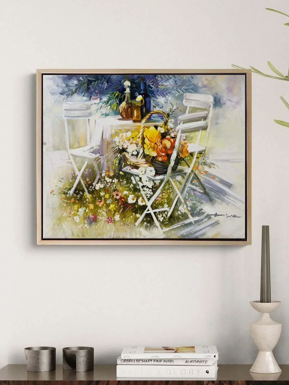 Bahçede Yaz Yağlı Boya Tablosu