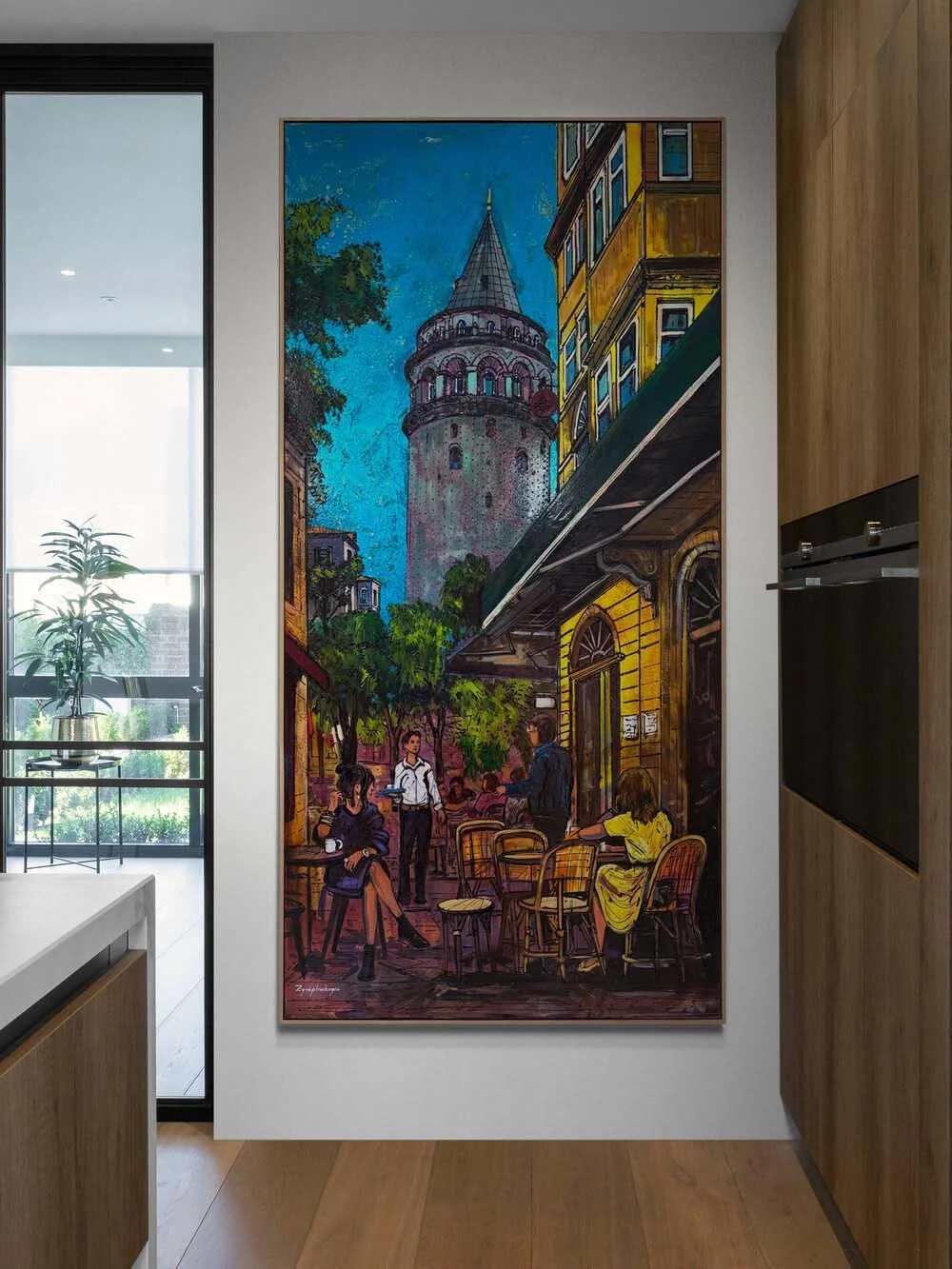 Galata’da Bir Akşam Sohbeti Yağlı Boya Tablosu