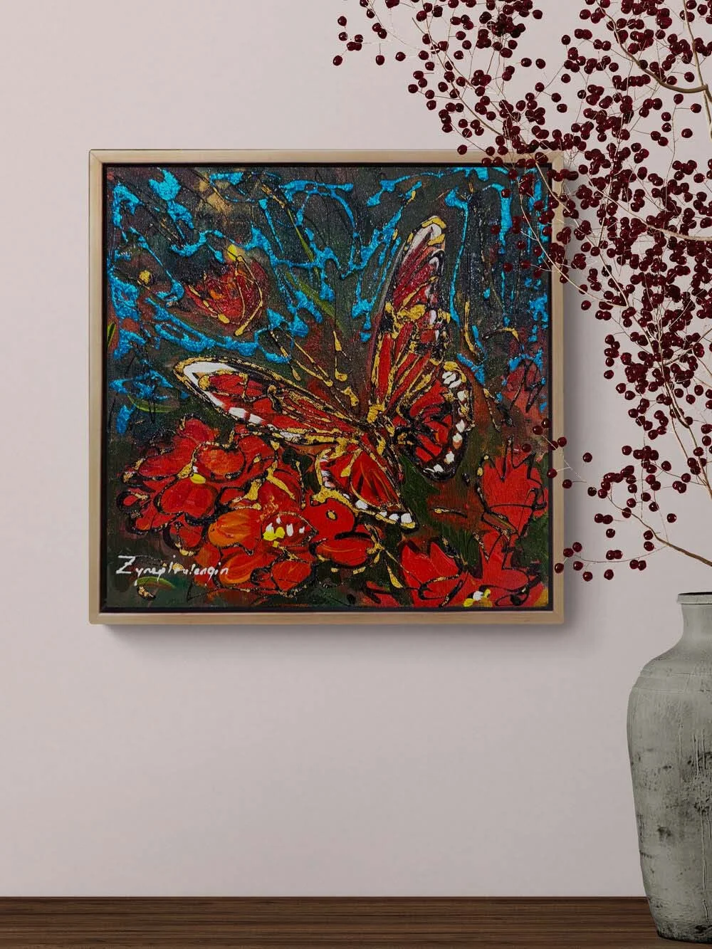 Bir Kelebeğin Dokunuşu Yağlı Boya Tablosu