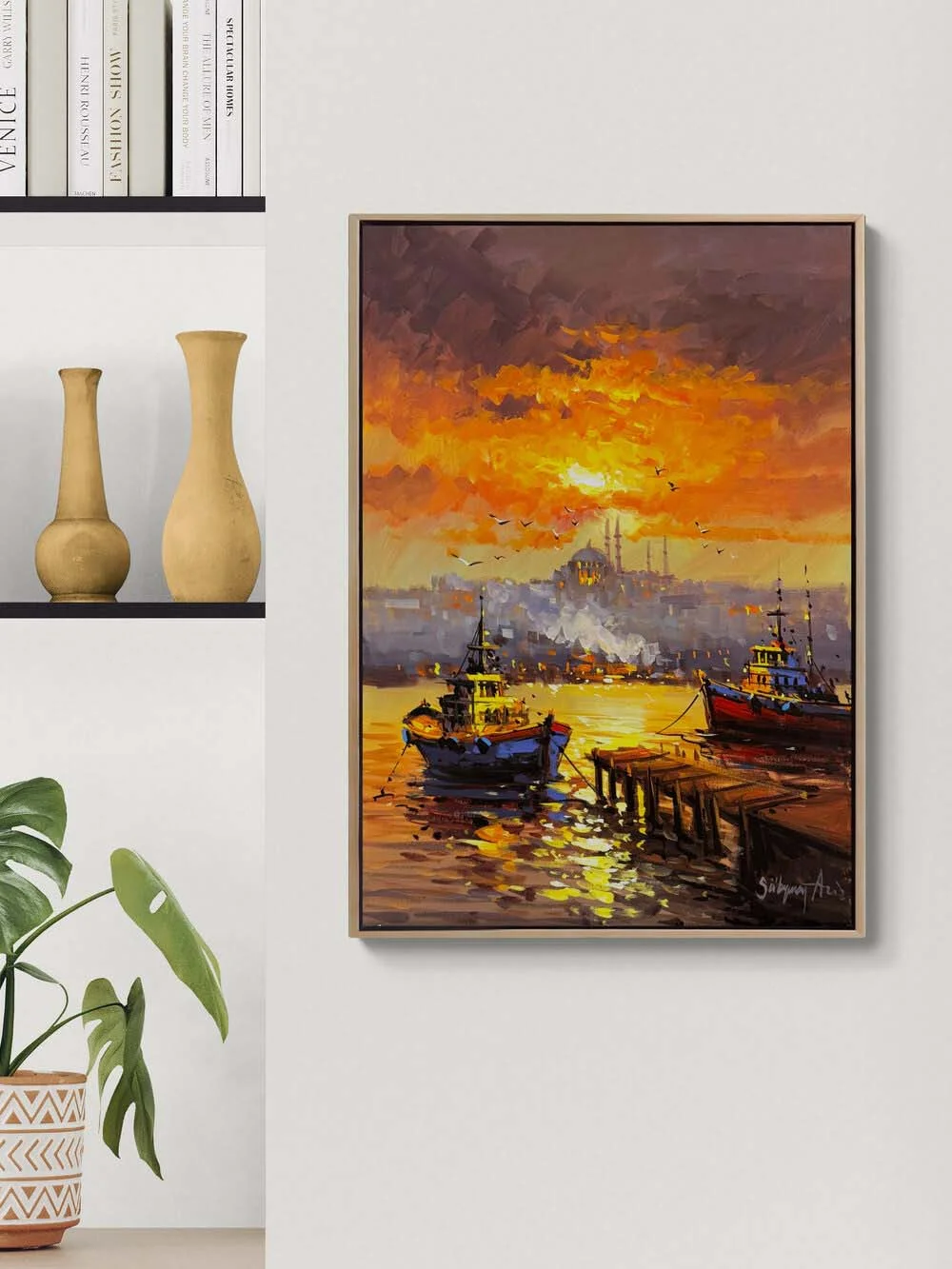 İstanbulda Sessiz Liman Yağlı Boya Tablosu