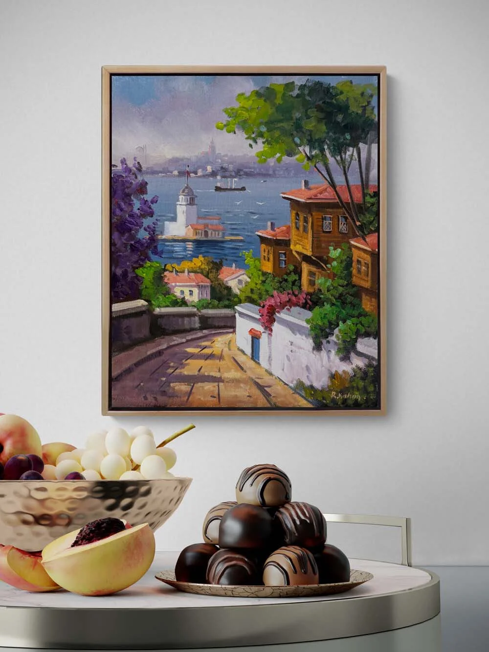 Kız Kulesine Bakış Yağlı Boya Tablosu