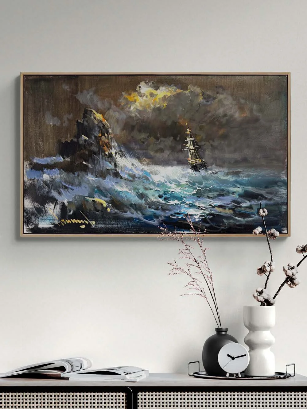 Denizde Sessiz Dalgalar Yağlı Boya Tablosu