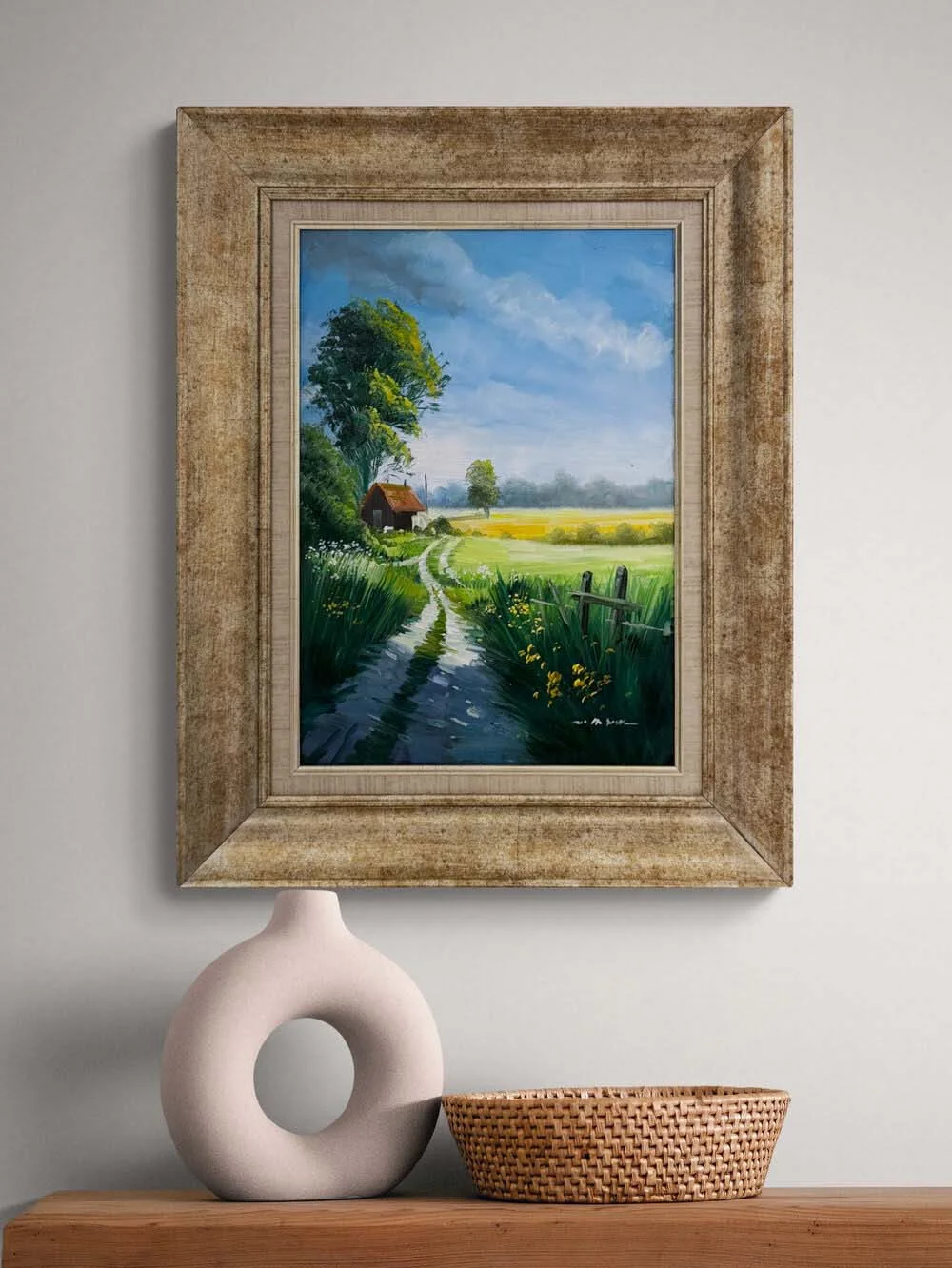 Village Road in Spring Oil Painting