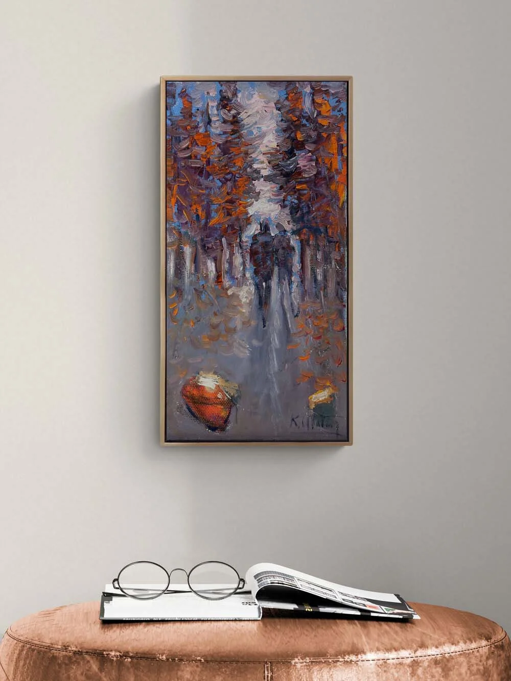 Güz Zamanın Yürüyüş Yağlı Boya Tablosu