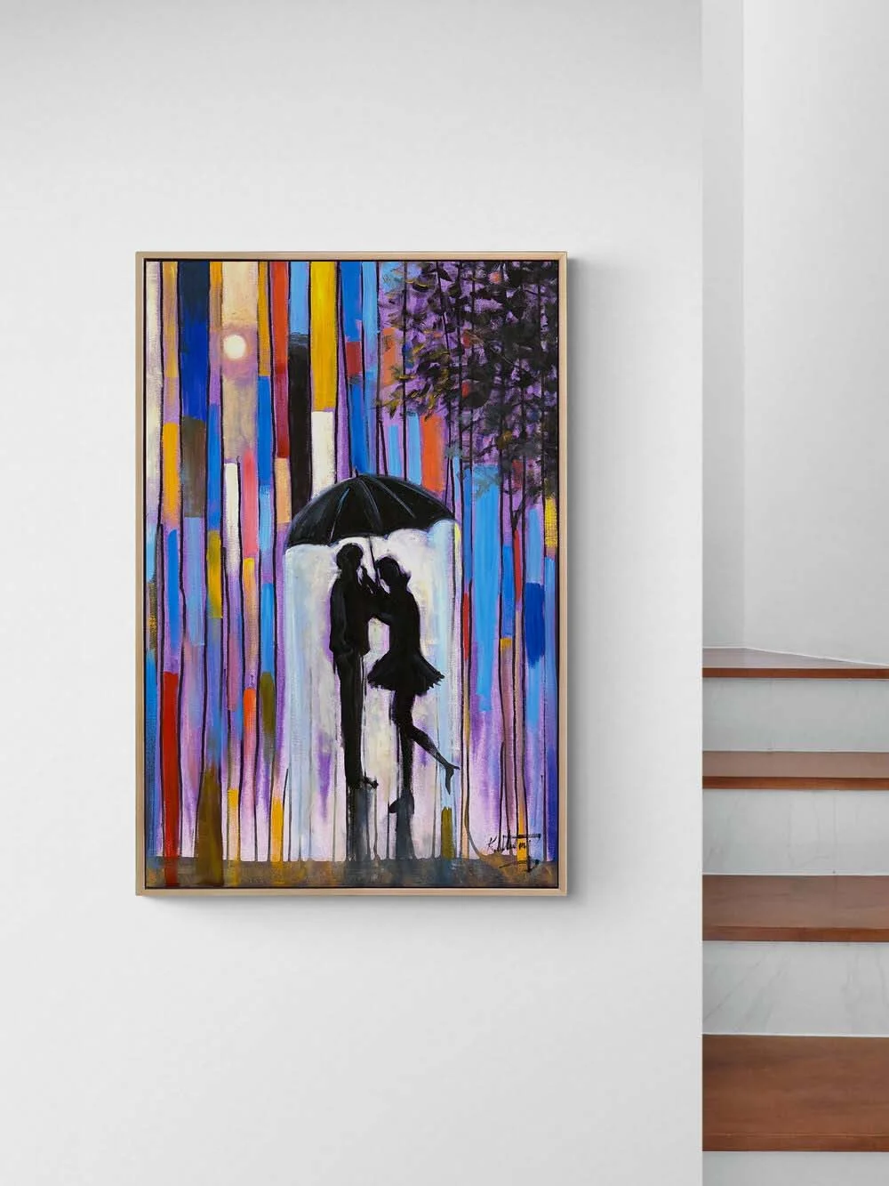 Yağmurun Ritminde Aşk Yağlı Boya Tablosu