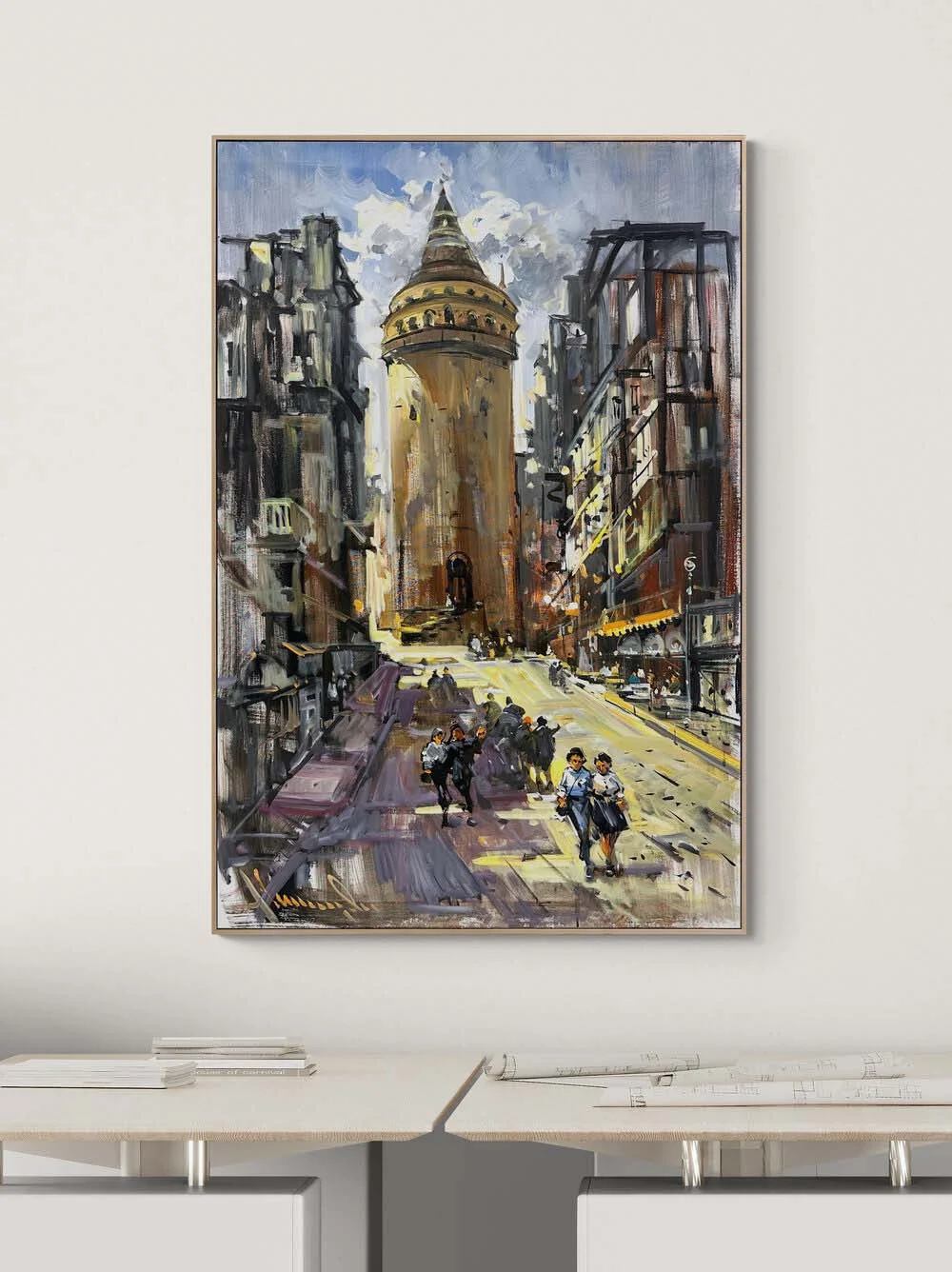 Sessiz Galata Sokakları Yağlı Boya Tablosu