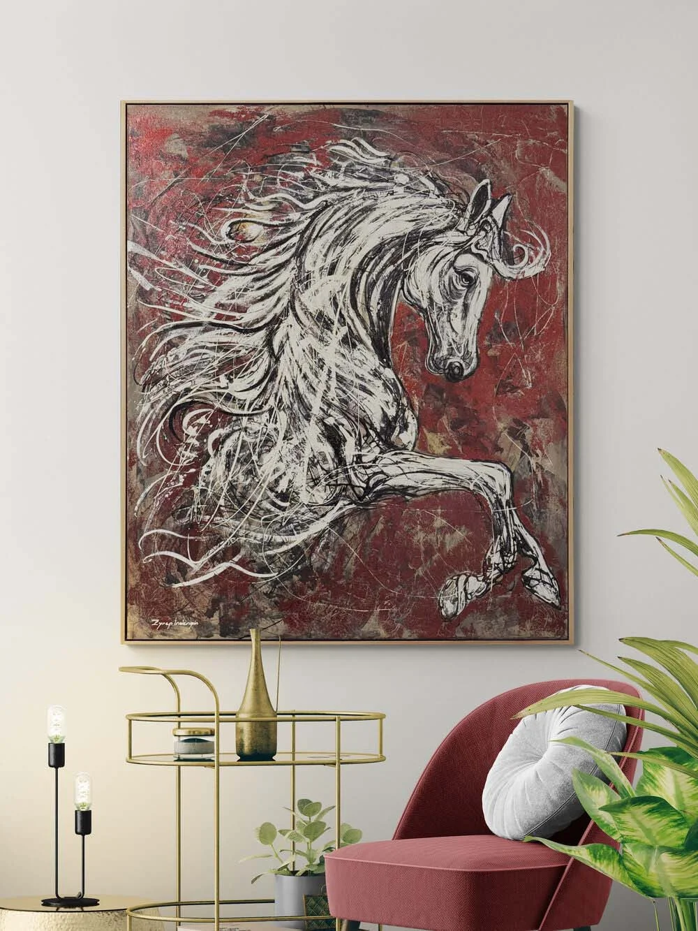 Noble White Horse Oil Painting