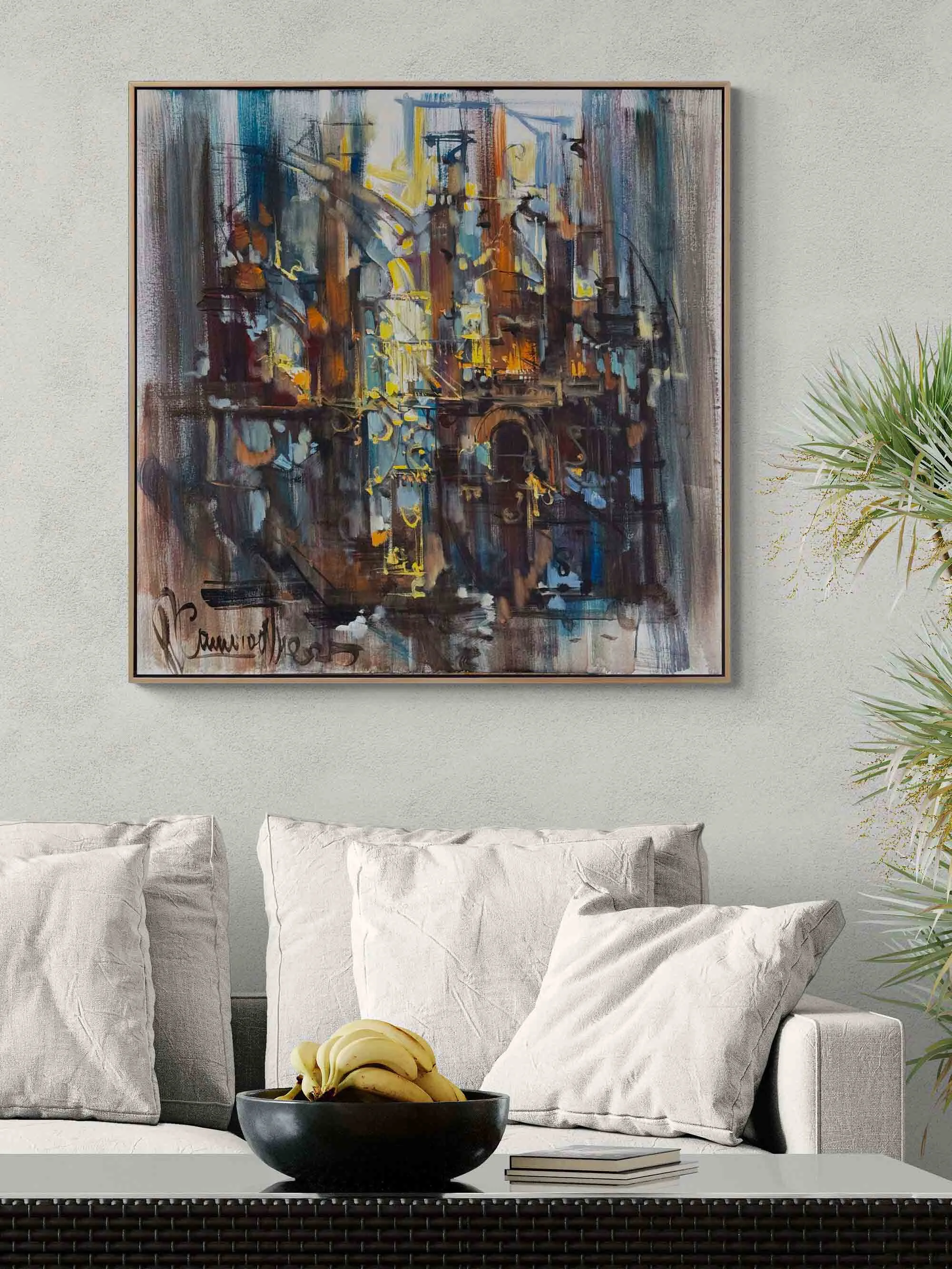 Işık Şehrinin İzleri Yağlı Boya Tablosu