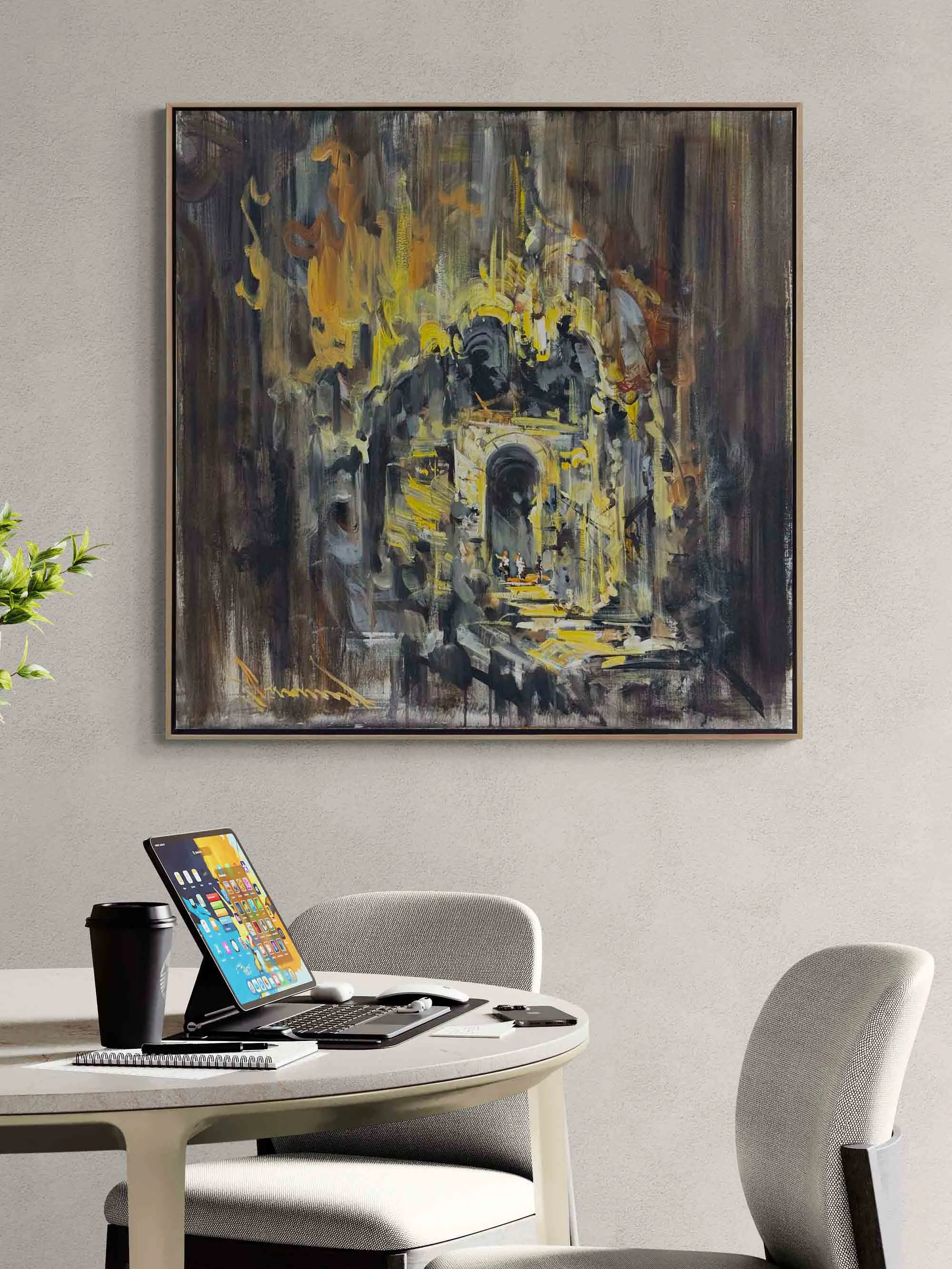 Derinlikte Bir Kapı Yağlı Boya Tablosu