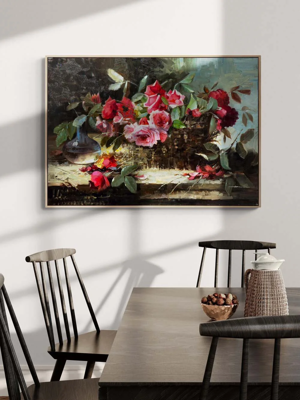 A Basket of Roses Oil Painting