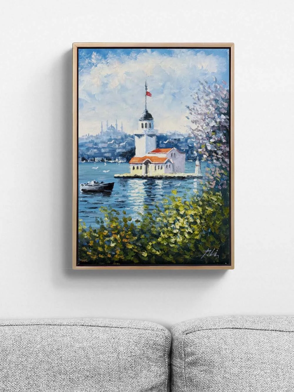 Kız Kulesinde Bir Gün Yağlı Boya Tablosu