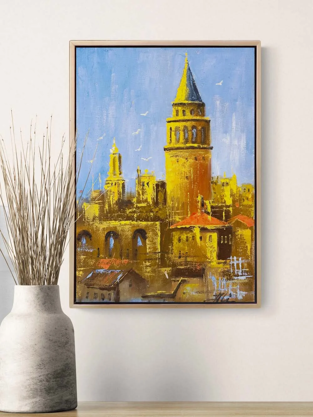 Galata Kulesi İzinde Yağlı Boya Tablosu