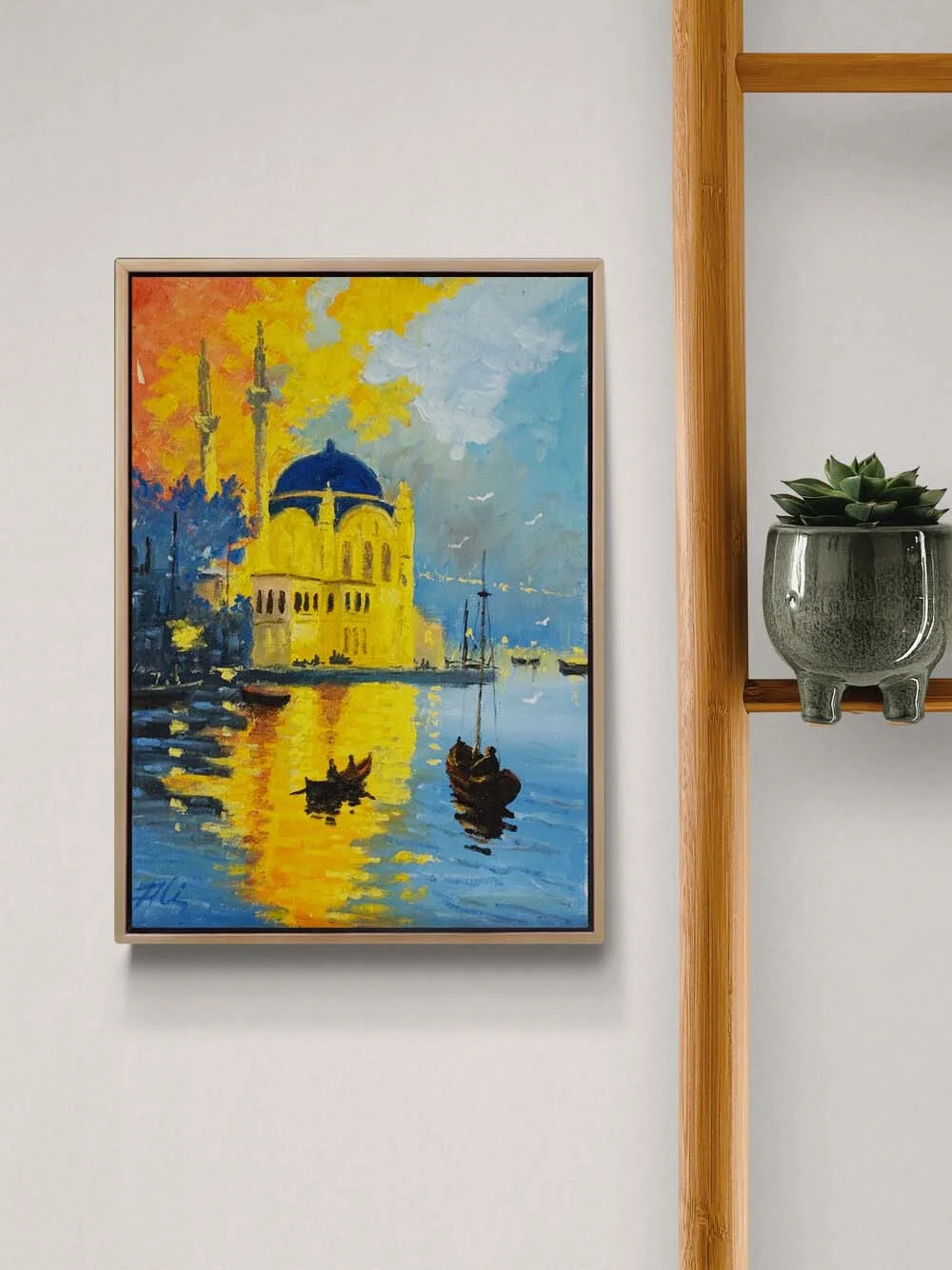 Mavi Suların Kıyısında Yağlı Boya Tablosu