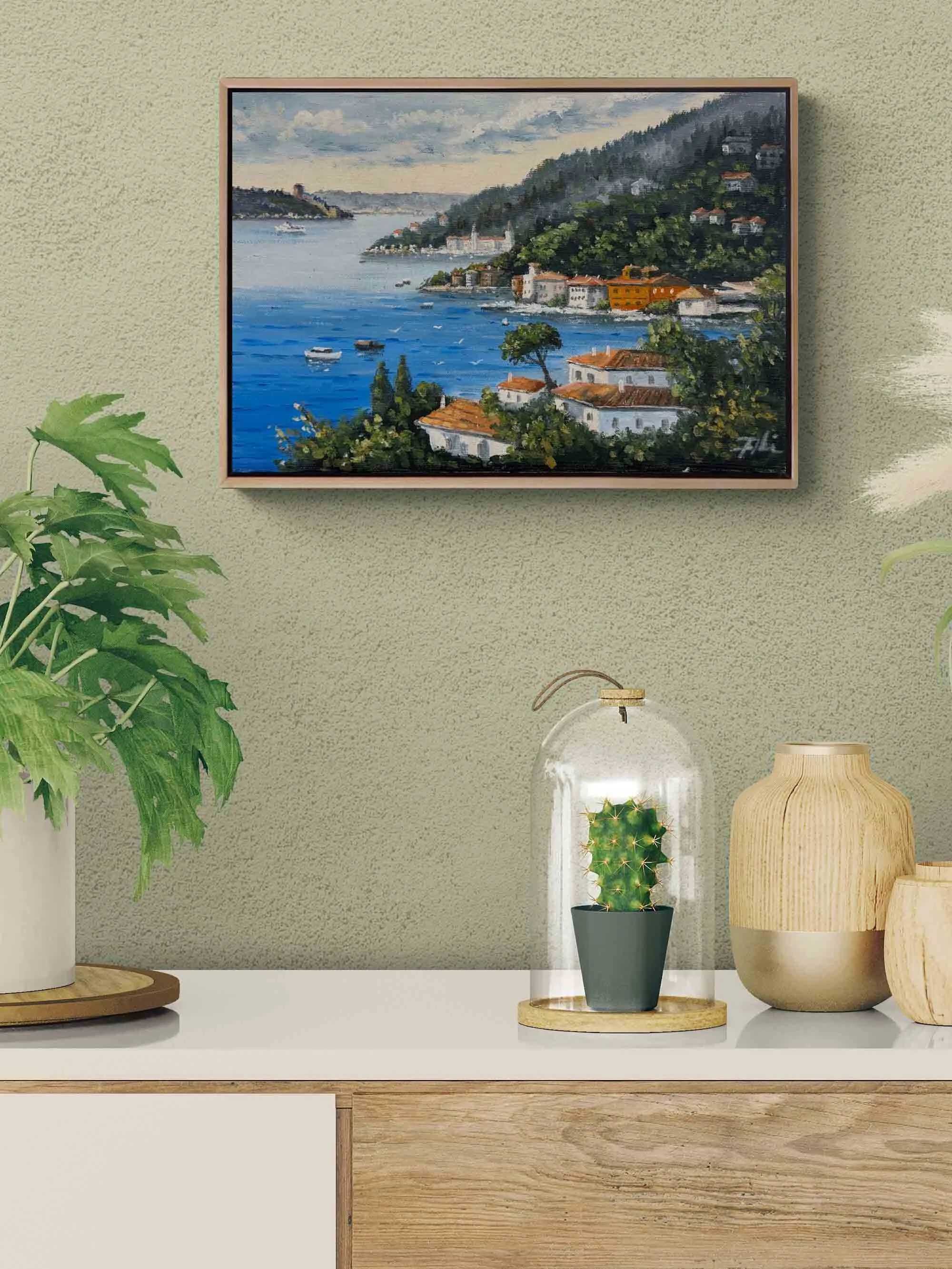 Boğazda Yalılar Yağlı Boya Tablosu