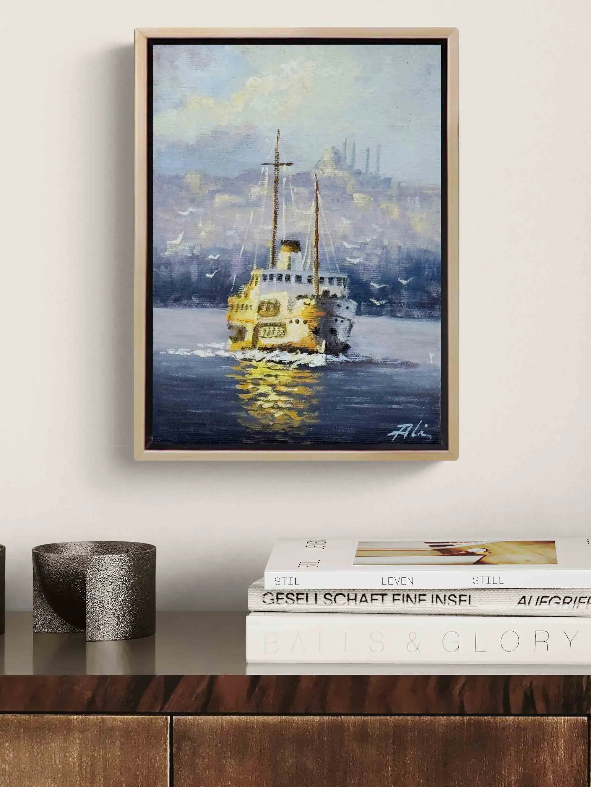 Boğazda Bir Yolculuk Yağlı Boya Tablosu