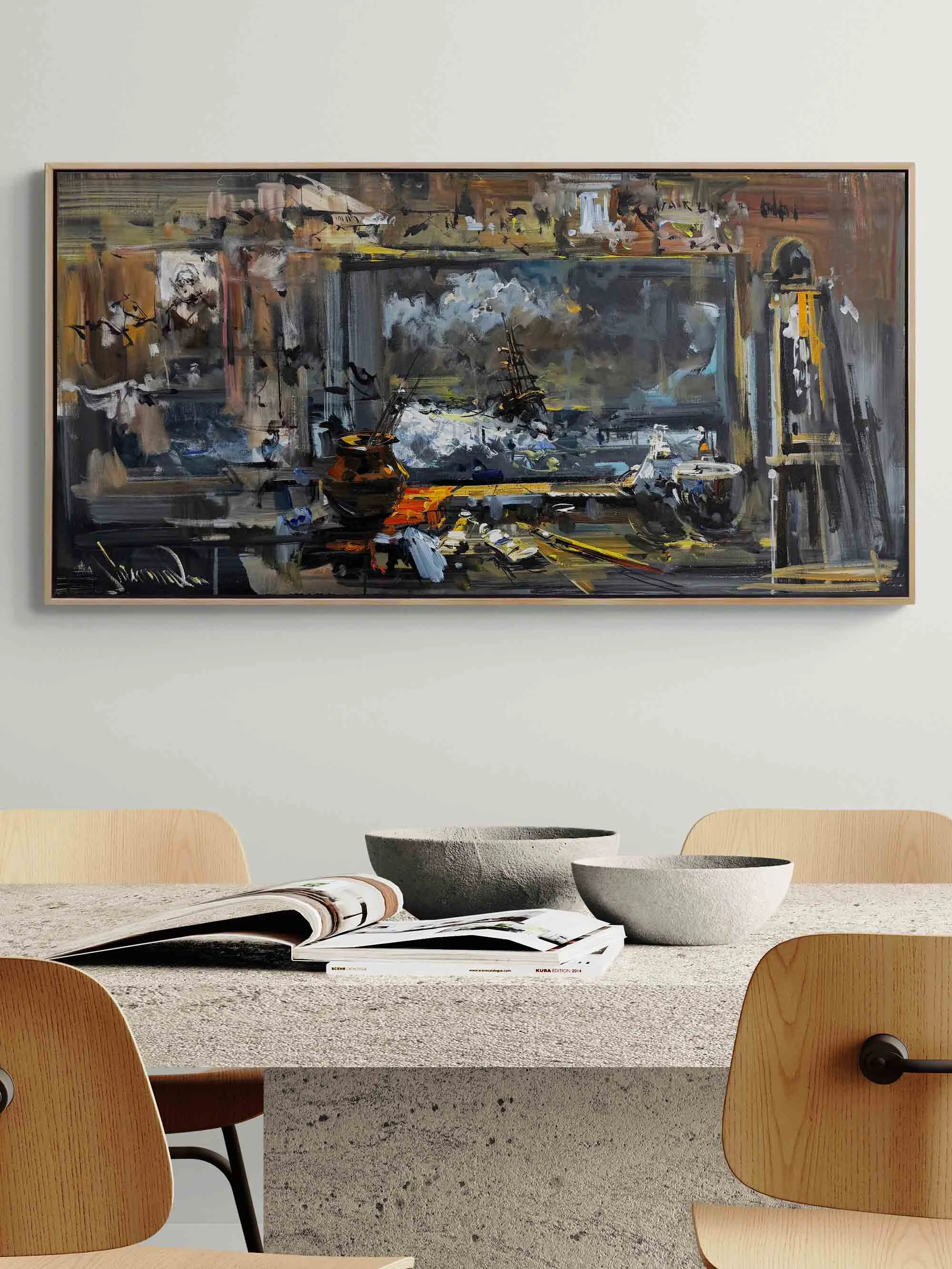 Dalgalar Arasında Fırça İzleri Yağlı Boya Tablosu