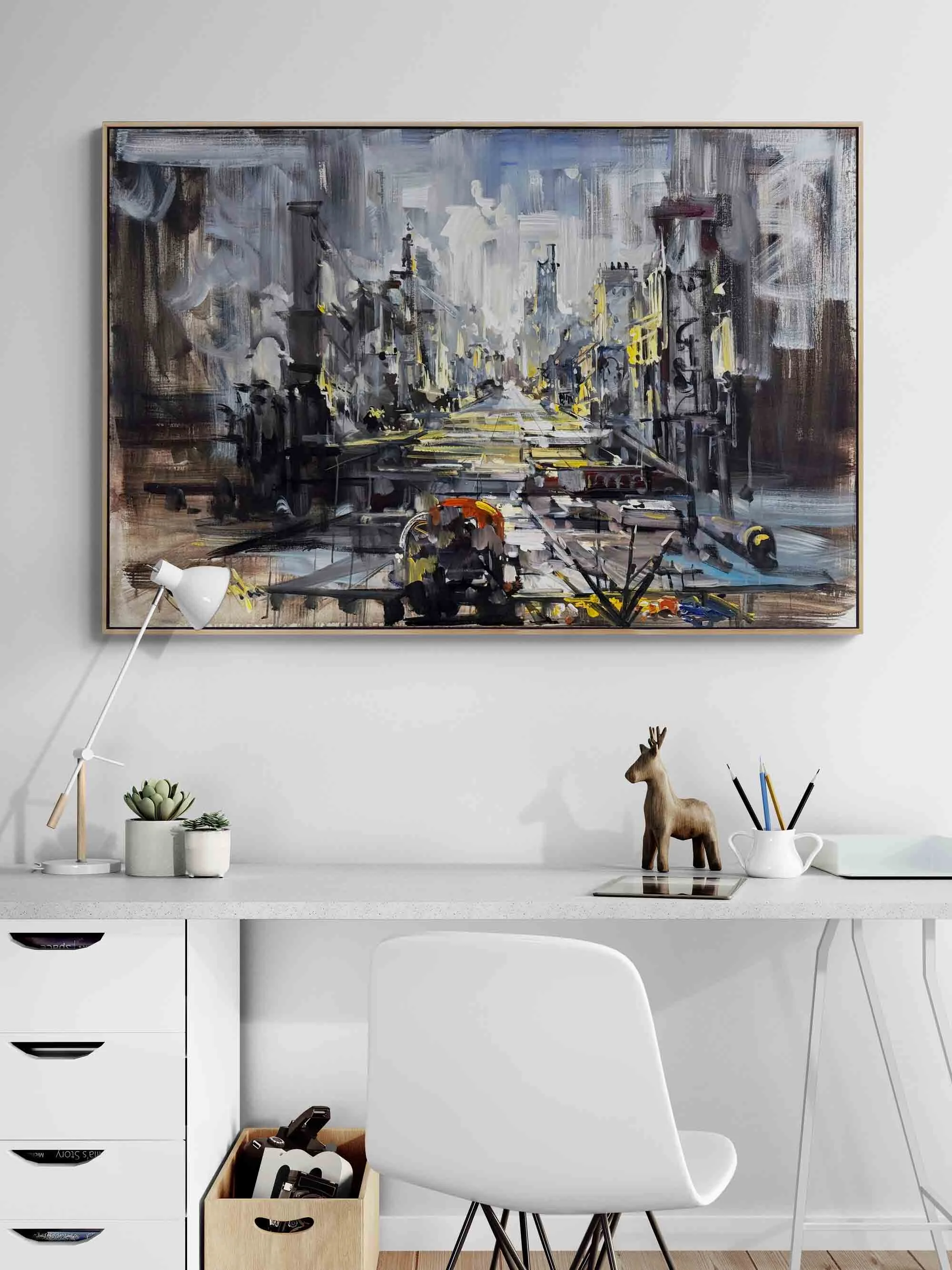 Gri Metropol Yağlı Boya Tablosu