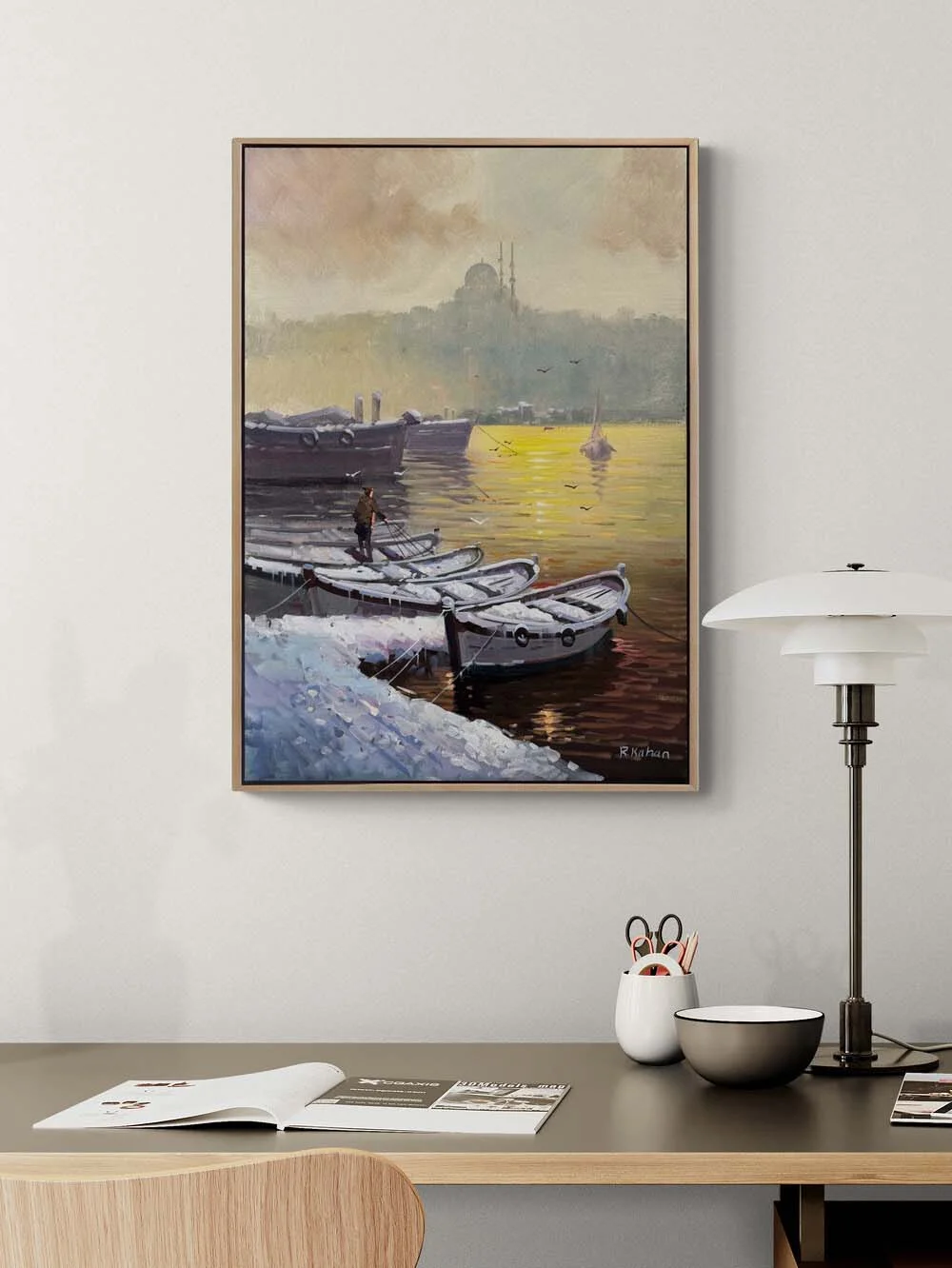 Kar Altında Boğaz Yağlı Boya Tablosu