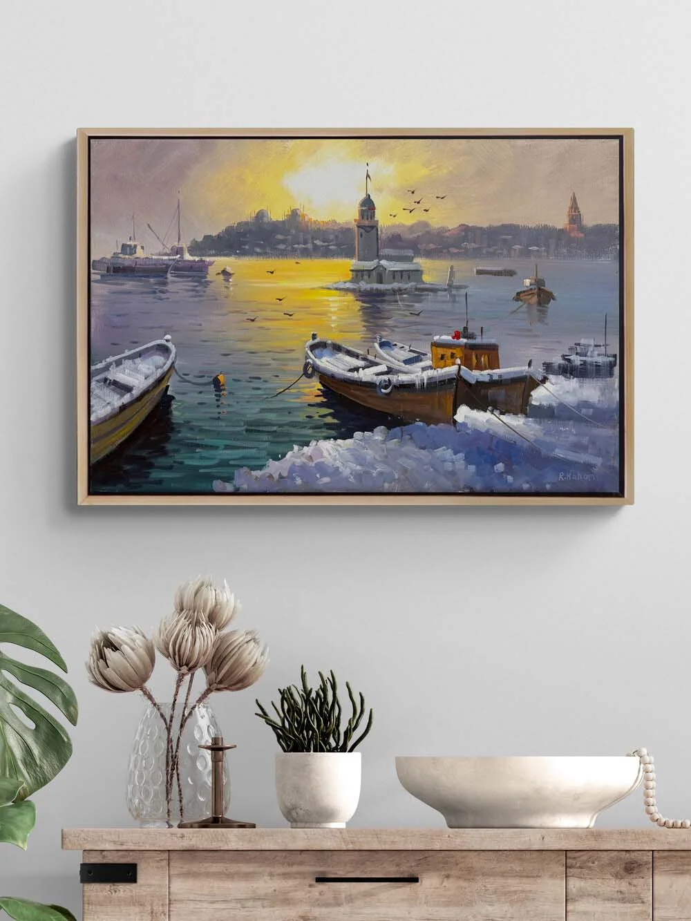 Eski İstanbul’da Kış Yağlı Boya Tablosu