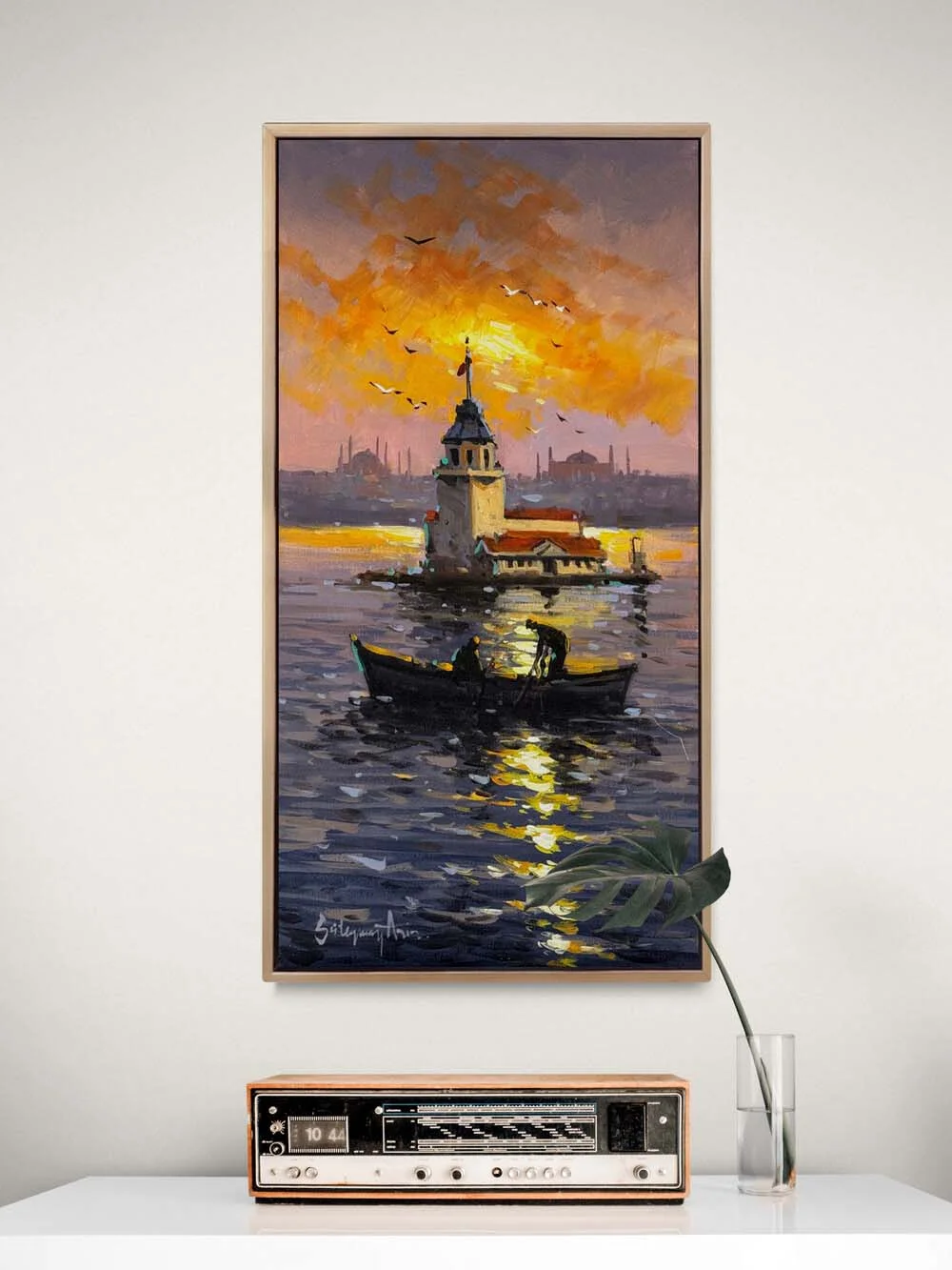 Yaz Akşamı Kız Kulesi Yağlı Boya Tablosu