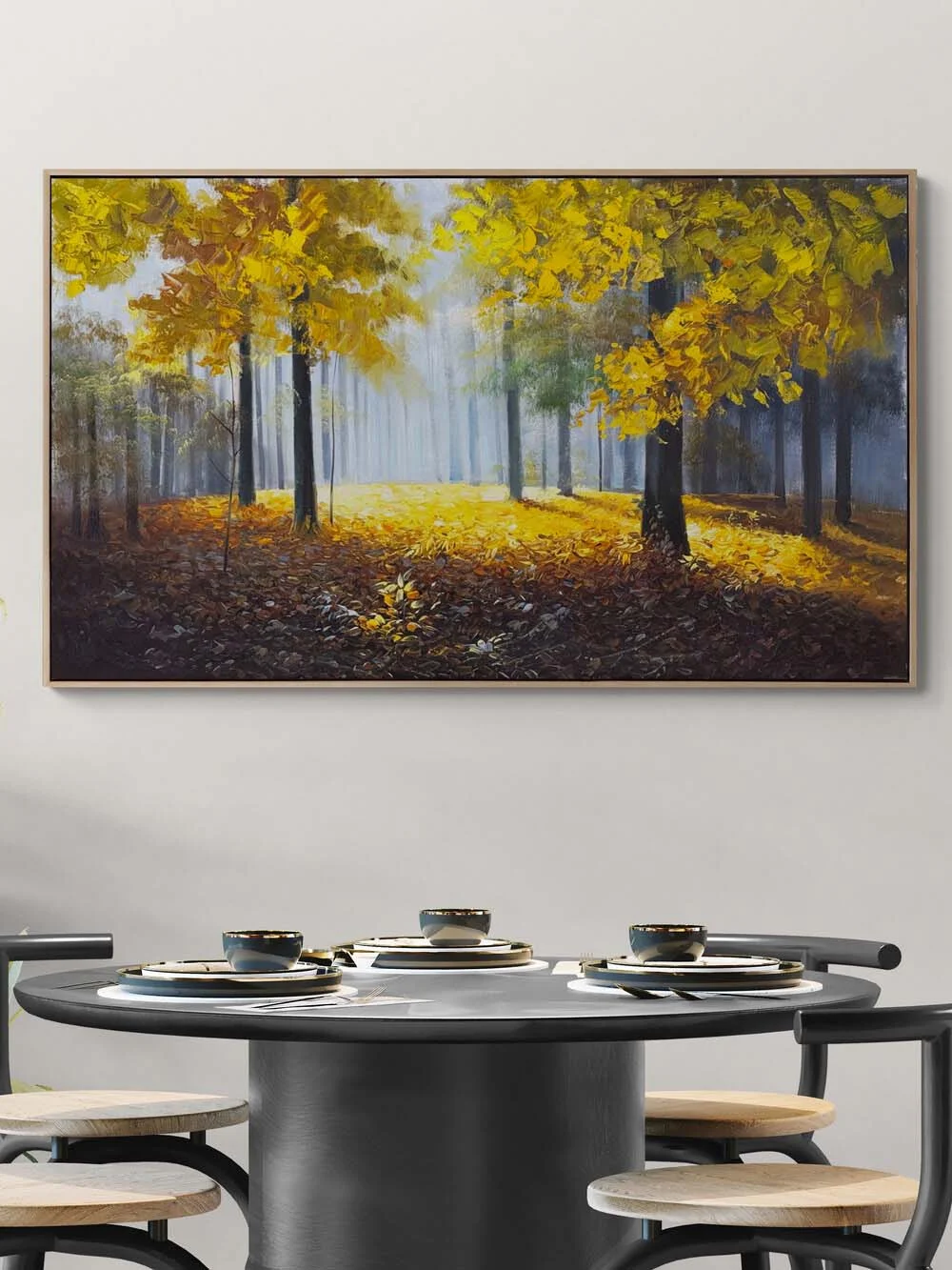 Sonbahar Ormanı Kalbi Yağlı Boya Tablosu