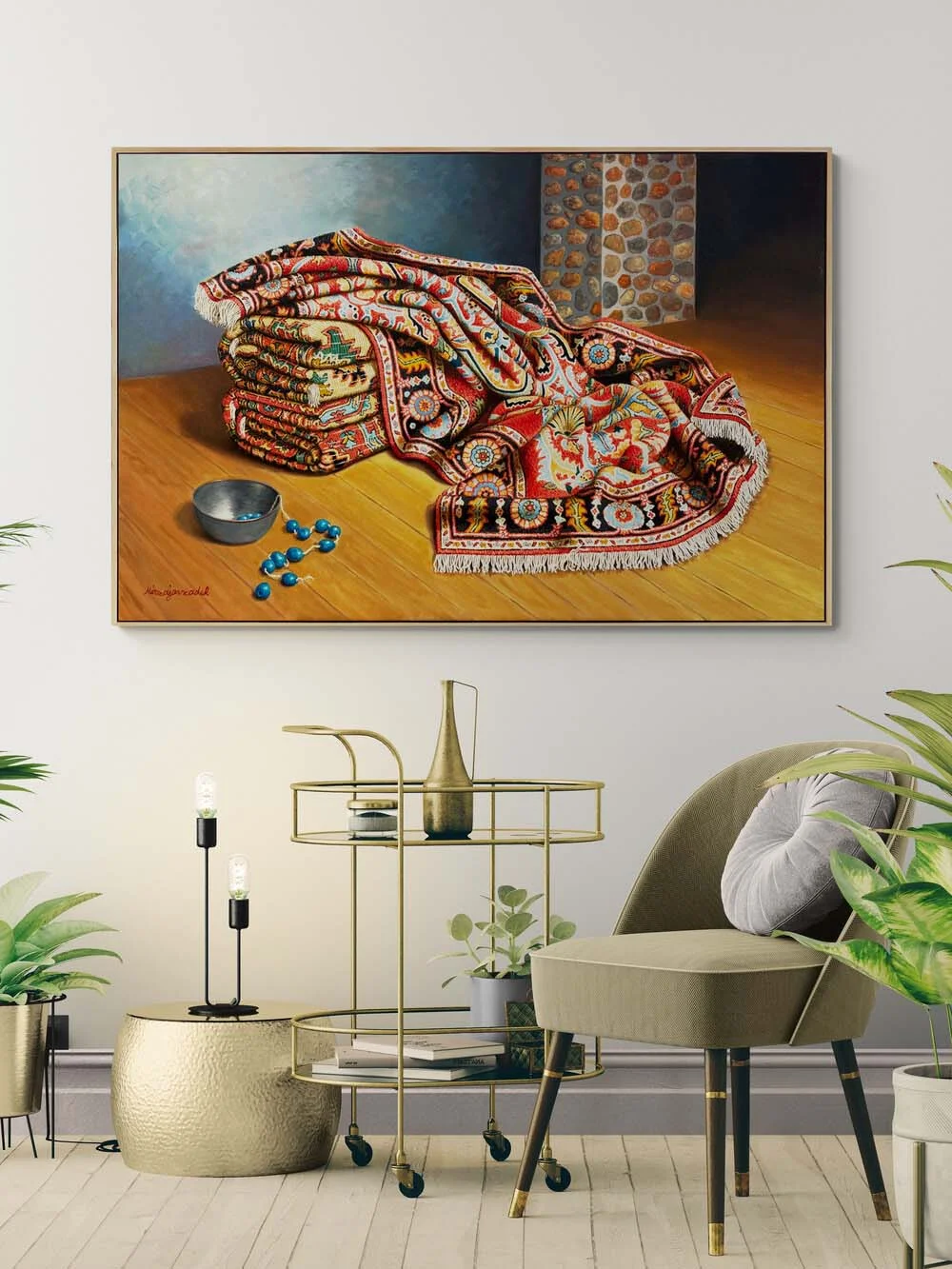 Kilimli Natürmort Yağlı Boya Tablosu