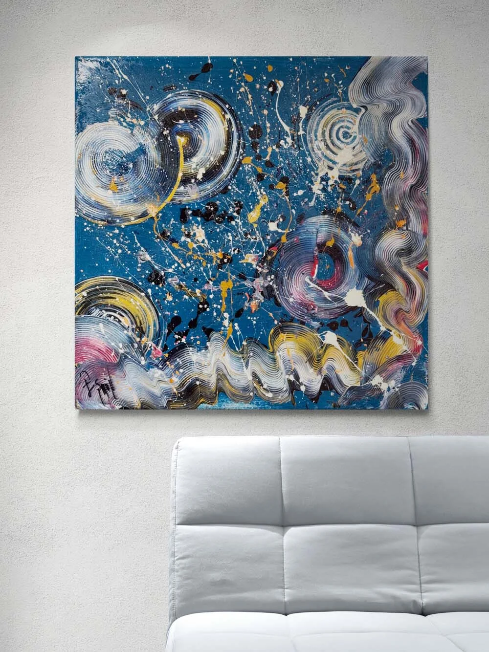 Mavide Altın Kanatlar Yağlı Boya Tablosu