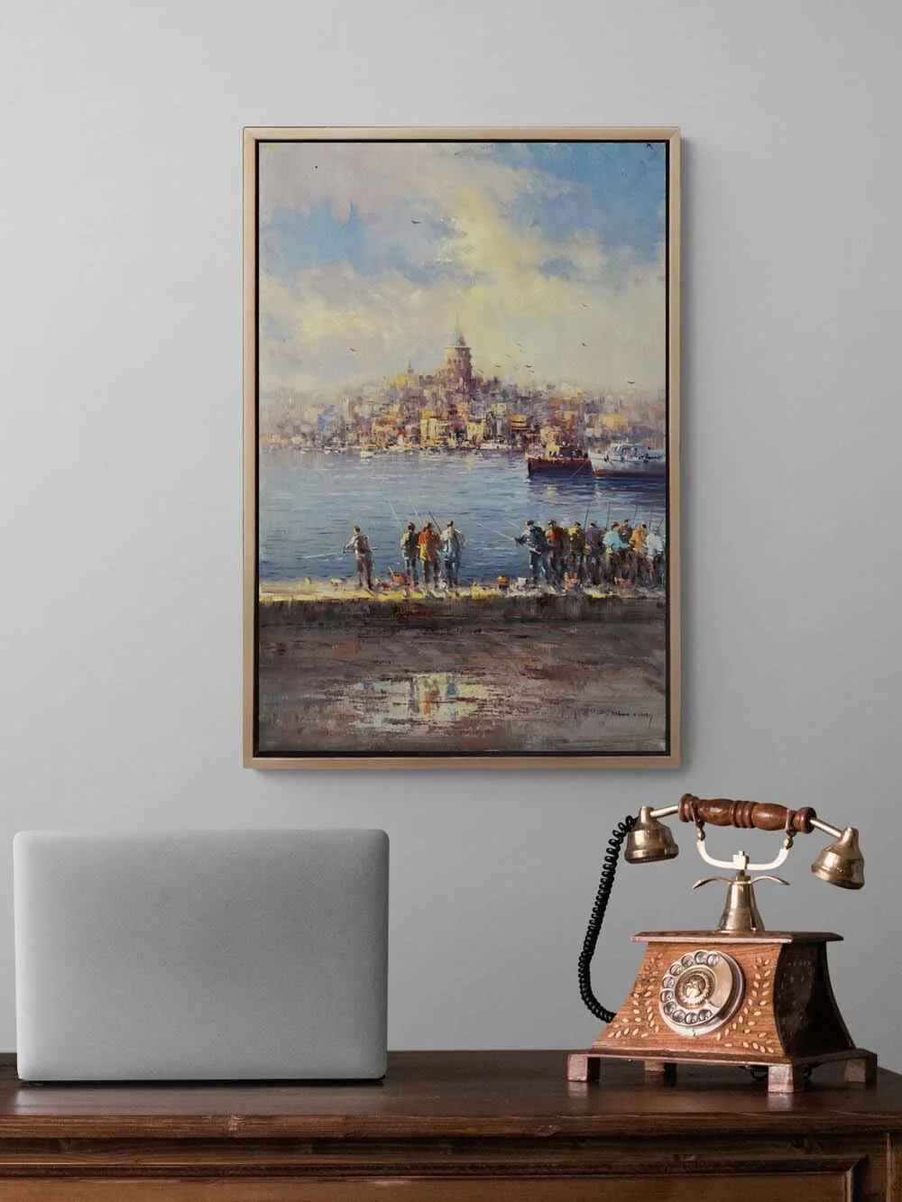 Boğazdan Galataya Yağlı Boya Tablosu