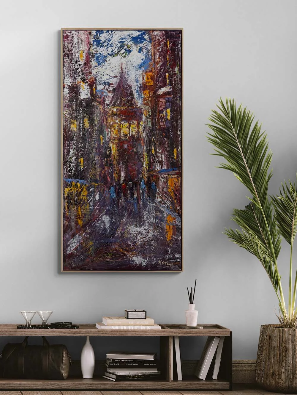 Şehrin Arasında Galata Yağlı Boya Tablosu