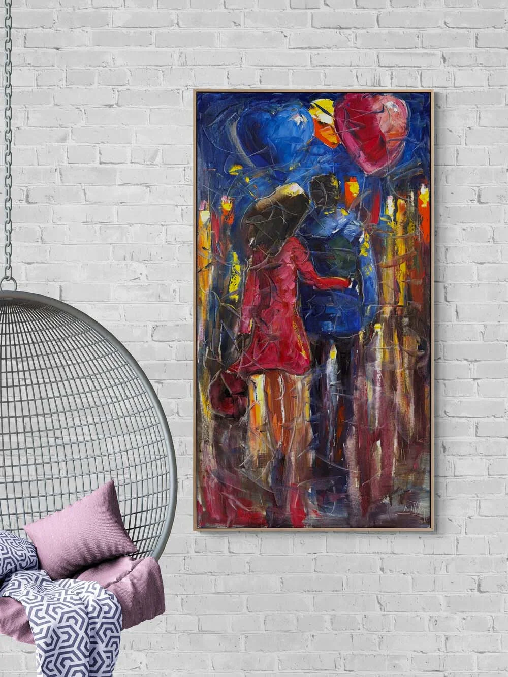 Kalpten Kalbe Yürürken Yağlı Boya Tablosu