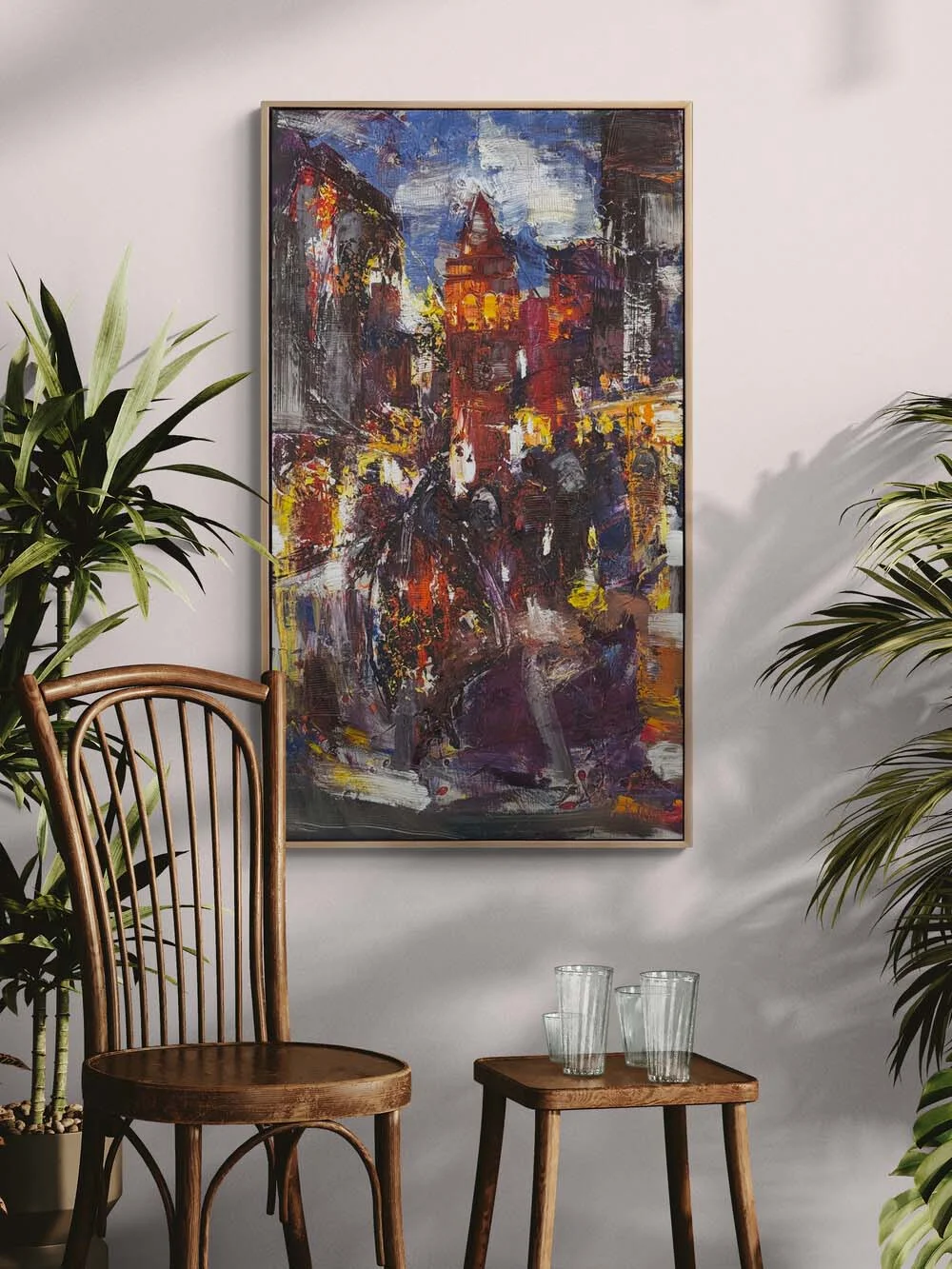 Galatada Akşam Yansımaları Yağlı Boya Tablosu