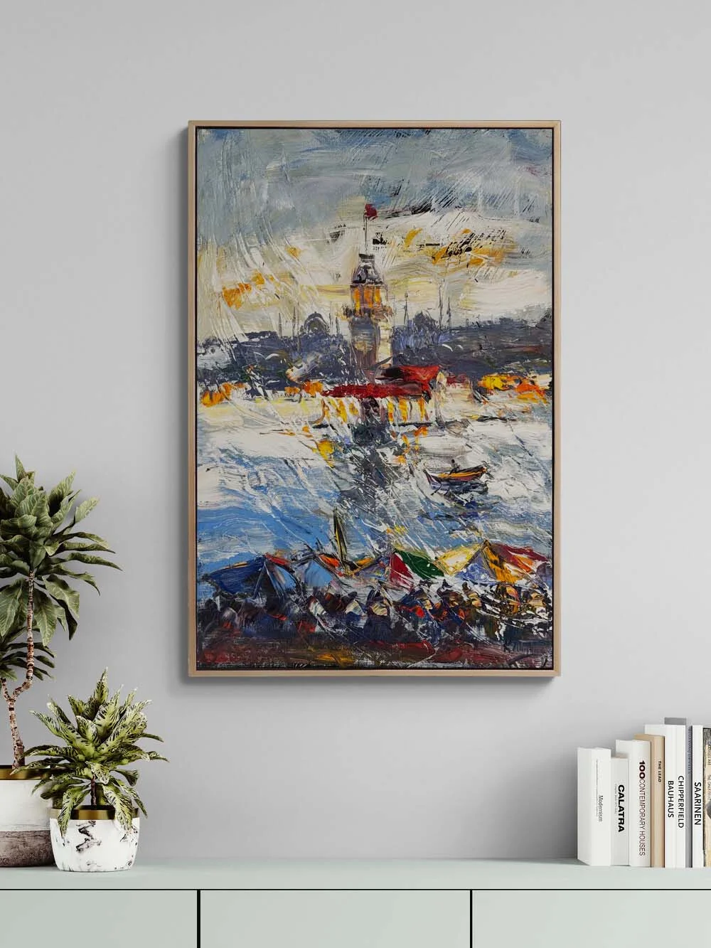 Hatıralarla Kız Kulesi Yağlı Boya Tablosu