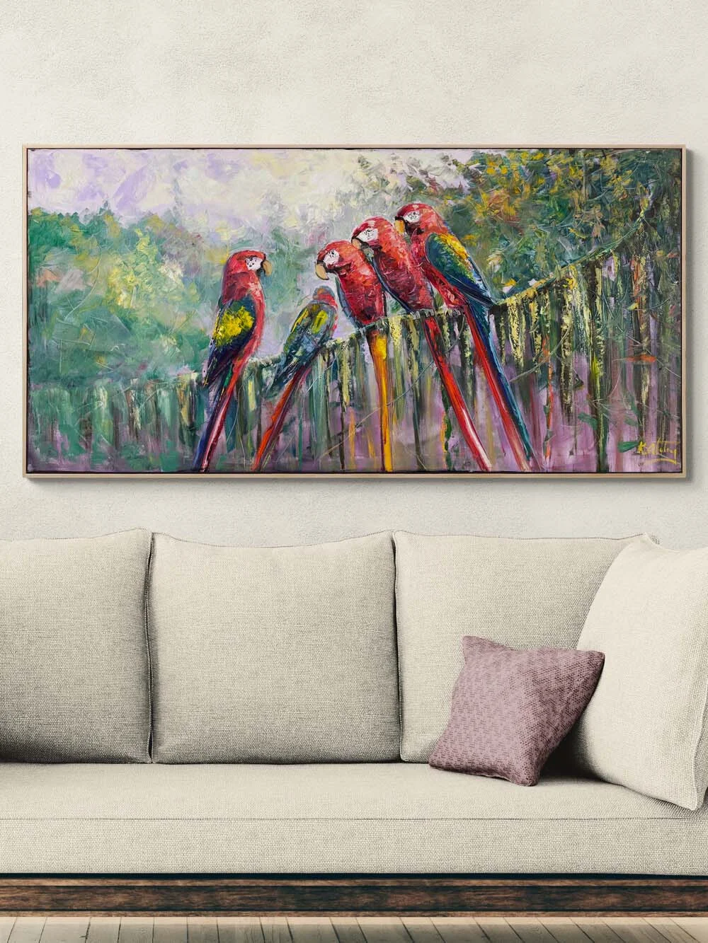 Papağanların Şarkısı Yağlı Boya Tablosu
