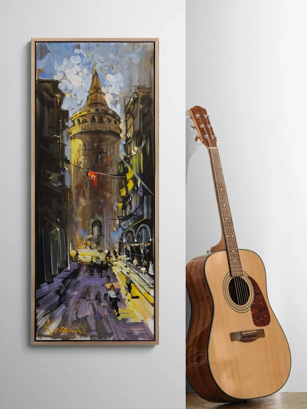 Galata’ya Çıkan Yol Yağlı Boya Tablosu