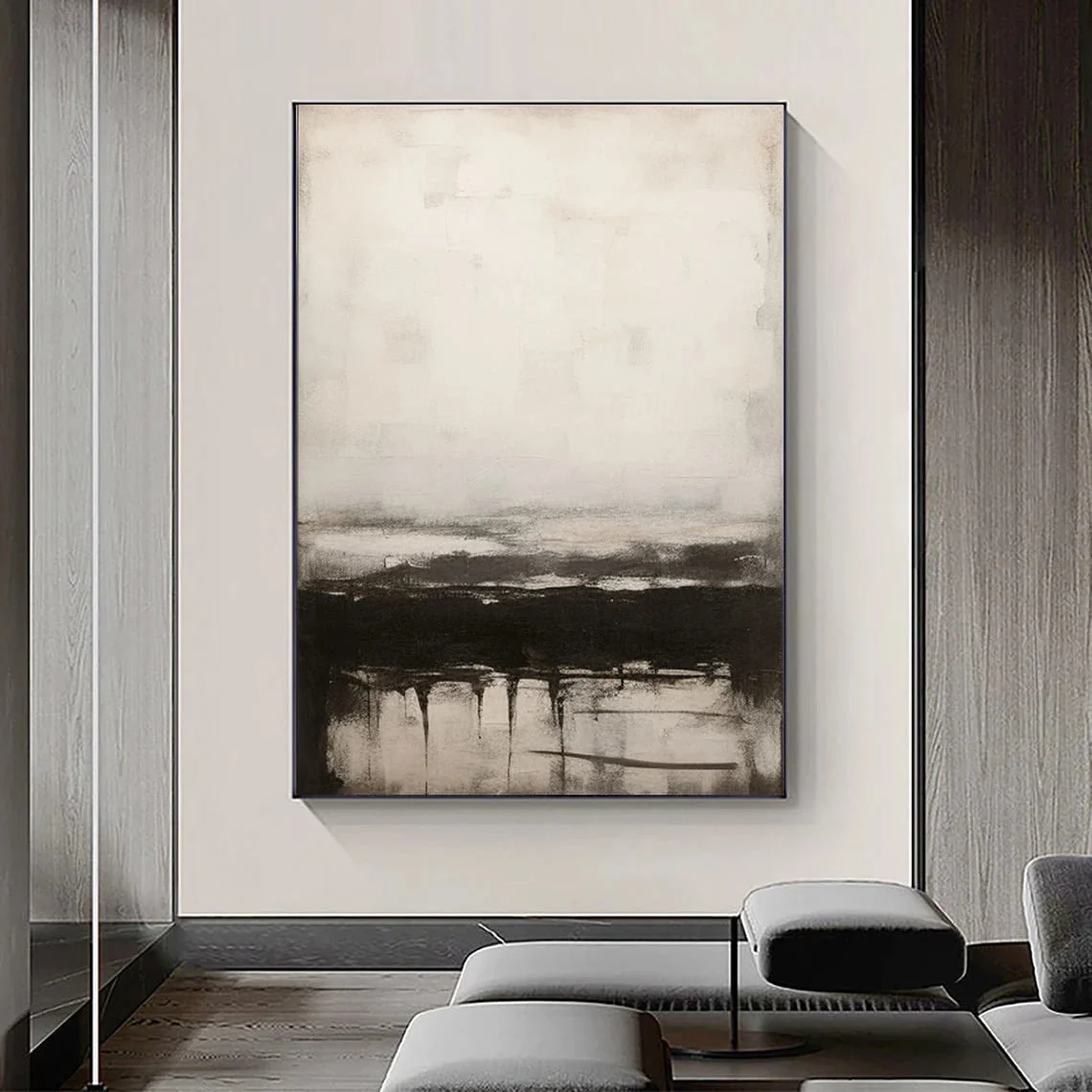 Gri Siyah İskandinav Soyut Siparişe Özel Soyut Yağlı Boya Tablo