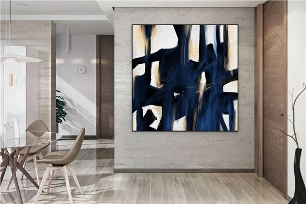 Lacivert Minimal Siparişe Özel Soyut Yağlı Boya Tablo