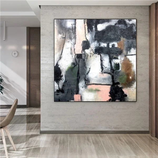 Siyah Renkli Siparişe Özel Soyut Yağlı Boya Tablo