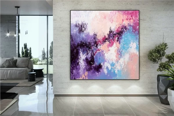 Fuchsia Purple and Blue Custom Order Abstract Oil Painting