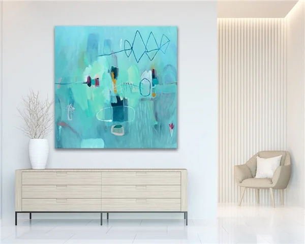 Deniz Mavisi Siparişe Özel Soyut Yağlı Boya Tablo