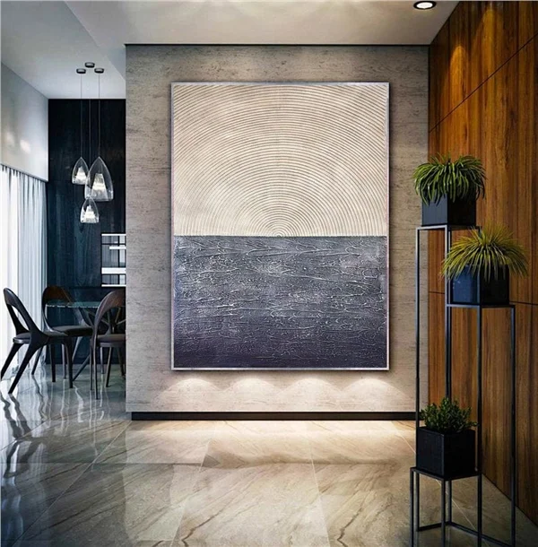 Siyah ve Krem Yankı Siparişe Özel Soyut Yağlı Boya Tablo