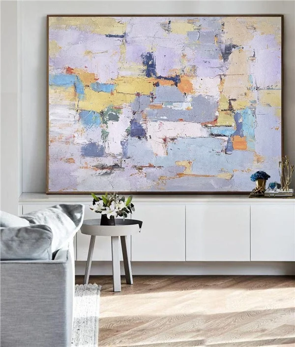 Modern White Blue Custom Order Abstract Oil Painting