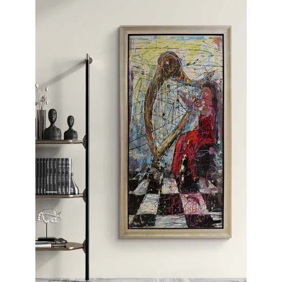 Arpın Kalbindeki Kadın Yağlı Boya Tablosu