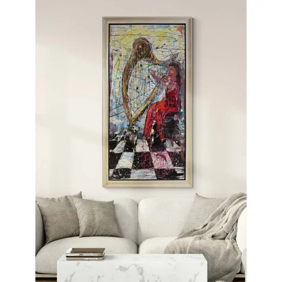 Arpın Kalbindeki Kadın Yağlı Boya Tablosu