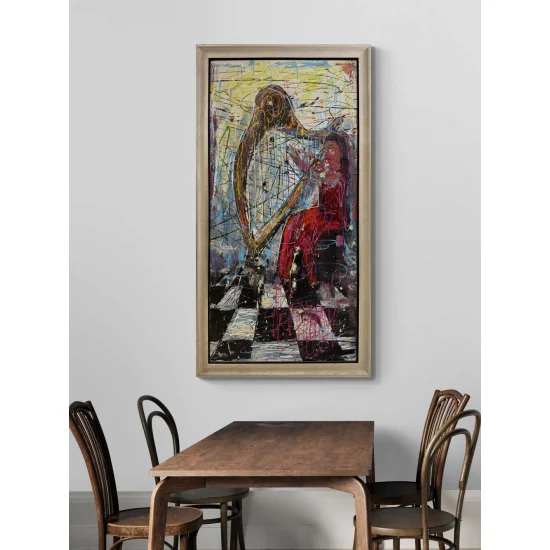 Arpın Kalbindeki Kadın Yağlı Boya Tablosu