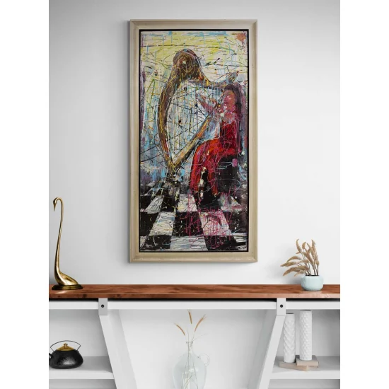 Arpın Kalbindeki Kadın Yağlı Boya Tablosu